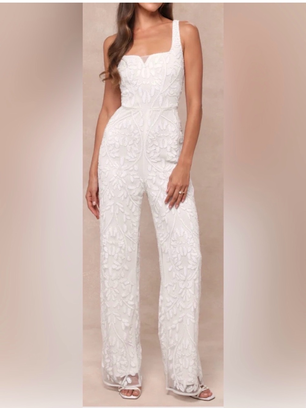 Lulu's White Embroidered Wide-Leg Jumpsuit